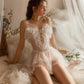 Romantic Nightgown - French Princess Ribbon Belt Mesh Skirt (White)