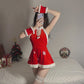 Sweet Surrender - Red and White Snow Elf Open Back Christmas New Year Set