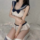 Uniform Temptation - Sailor Collar College Style Sheer Three-Piece Set