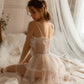 Romantic Nightgown - French Princess Ribbon Belt Mesh Skirt (White)