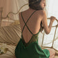 Romantic Nightgown - Malachite Green Elegant Icy Silk Nightdress