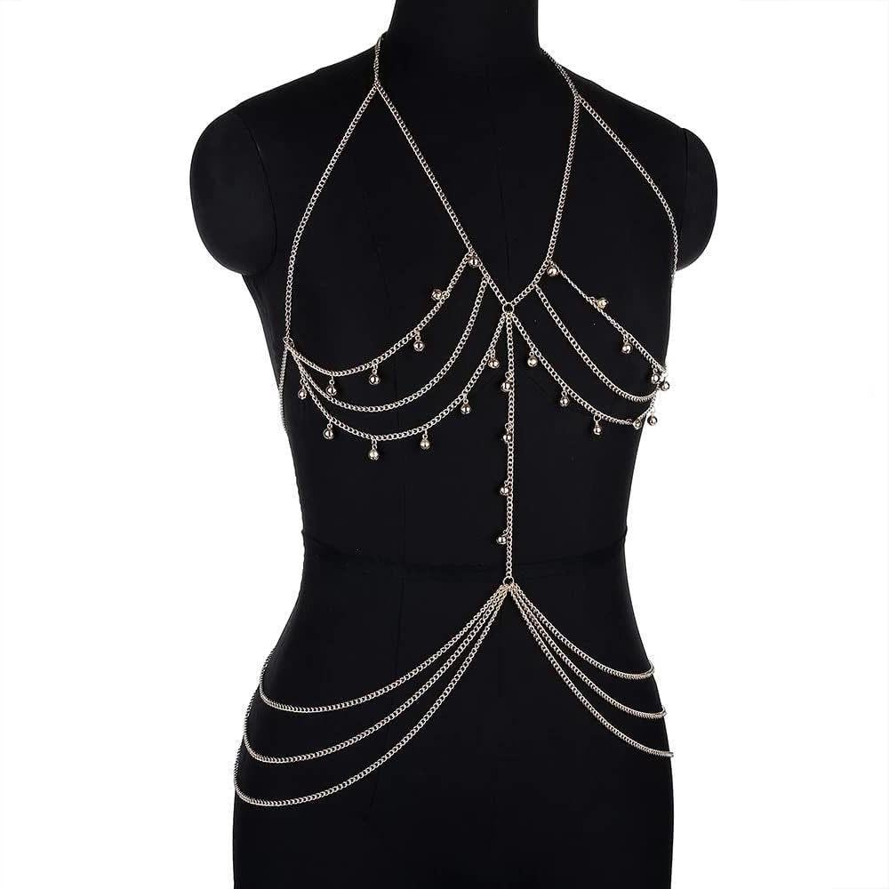 Layered Tassel Bead Body Chain (Silver)